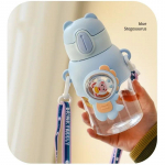 600 ml vandens buteliai vaikams su &scaron;iaudeliais, ne&scaron;iojami didelės talpos animacinių filmų vandens puodeliai, mokyklinių kelionių nepralaidūs vandens buteliai 600ML mėlyna