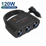 120 W greito įkroviklio automobilinio įkroviklio lizdo žiebtuvėlio adapteris 12V-24V PD QC3.0 i&scaron;manusis greitas įkrovimas C TYPE-C dvigubo USB automobilinio įkroviklio maitinimo adapterio ki&scaron;tukas