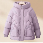 Žieminė pamink&scaron;tinta striukė su aksomu Moteri&scaron;ka žieminė pamink&scaron;tinta striukė Pūkinė pamink&scaron;tinta striukė XXXXL violetinė