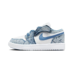 Air Jordan 1 Low ALT PS Skalbtas džinsas Vaikų sportbačiai Balti Olandi&scaron;kai mėlyni DM8948-100 28