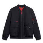Li Ning Sporto Trendų Serija Vientisos Spalvos Užsegama Beisbolo Apykaklės Striukė Vyrams Striukė Juoda AJMU011-2 M