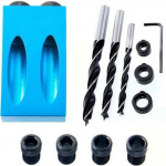 &Scaron;ablonas įstrižam gręžimui - Nenurodytas - Adapteris 6/8/10mm - 3 medžio grąžtai - 15 laipsnių - Juodas Daugiaspalvis SKYLĖPJŪKLIS