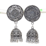 Natural Indian Look Jhumki Gemstone Silver Tribal Bali Earring 2.09 g7b27
