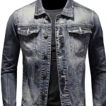 Cozy Up Jean striukė vyrams Slim Fit suplė&scaron;yta džinsinė striukė 4XL pilka