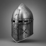 Rankų darbo Viduramžių XIV amžiaus Didysis &scaron;almas Puikiai tinka Renesanso mugei, Cosplay, LARP, Helovino kostiumui Autenti&scaron;ka plieninio &scaron;arvo kopija