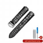 Natūralios odos laikrodžio dirželis Cartier Key Blue Balloon vyri&scaron;kas krokodilo odos moteri&scaron;kas pakeltos burnos laikrodžio apyrankės priedai 12-20mm 12x20mm black