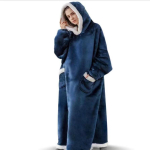 Moteri&scaron;kas itin ilgas flanelinis Kalėdinis pižamos chalato komplektas su vertikaliomis ki&scaron;enėmis - storas, &scaron;iltas ir atsparus &scaron;alčiui Vacuum Length 150cm, With Hood 180cm black