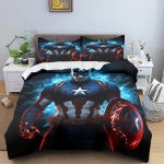 Anime Kapitono Amerikos Antklodės Užvalkalų Rinkinys Vaikams Antklodė Berniukų Lovos Patalynė Vaikų Lovos Patalynės Rinkinys Užvalkalas Viengulis Didelis Karali&scaron;ko Dydžio EU Single(135*200cm)3pcs gray