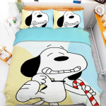 Animacinis &scaron;uo 3D spausdinimas I&scaron;skirtinis Snoopy patalynės komplektas Užvalkalas ant antklodės Antklodė Lovos Jaunimo Mergaitės Berniukai Dovana EU Single(135*200cm)3pcs blue