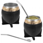 1/2 vnt. Yerba Mate arbatos puodelis Nerūdijančio plieno Yerba Mate puodelių rinkinys 230ml/240ml Arbatos kavos puodeliai Dvisienis arbatos puodelis namams biurui black