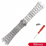 316L nerūdijančio plieno laikrodžio apyrankės AP 15400 Audemars Piguet Royal Oak GA2100 2110 dirželiui Vyri&scaron;kas Sidabrinė vandeniui atspari apyrankė 26mm 26mm sidabras