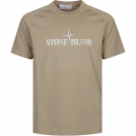 Stone Island logotipas Spausdintas apvalios apykaklės trumpomis rankovėmis T-shirt Vyri&scaron;ki Vir&scaron;utiniai drabužiai &Scaron;viesiai rudas K1S152100020S0081V009A M gray