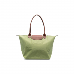 Longchamp Le Pliage Vienspalvė su logotipu Užsegimas spaudėmis ir užtrauktuku Drobės ir odos Koldūno formos krep&scaron;ys Rankinė ant peties Moteri&scaron;ki krep&scaron;iai Alyvuogių žalia 1899089P77 Olive Green