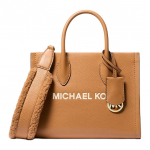 Michael Kors MK Mirella Reguliuojama peties rankena Logotipo spaudinys Odinė peties rankinė Moteri&scaron;ka peties rankinė &Scaron;viesiai ruda 35F4G7ZC5L-714 Basic Set (Bag+Dust Bag)