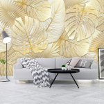 3D stereo atogrąžų lietaus mi&scaron;ko tapetai Auksinis banano lapo sienos lipdukas Svetainės miegamojo sienų popieriai 200 cm(W) x 140 cm(H)
