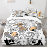 Vienas Anime antklodės užvalkalas su spaudiniu Nika Luffy Gear Animacinis Dvigulės lovos dydžio Patalynės 3 dalių komplektas Namų dekoras Dovanos US Twin172x218cm