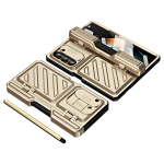 Transformerio dizaino tvirtas, atsparus kritimui TPU ir PC dėklas, skirtas Samsung Galaxy Z Fold 6 5, su ekrano apsauga ir ra&scaron;ikliu For Galaxy Z Fold 6 auksas