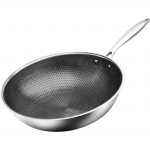 34 cm nerūdijančio plieno korėtas nelipnus Wok keptuvas greitam kepimui Atsparus įbrėžimams Virtuvės indai Virtuvės indų priedai 56.00X34.00X8.50CM