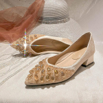 Naujo stiliaus universaliai prancūzi&scaron;ki auk&scaron;takulniai su smailiais ir stambiais kulnais, dekoruoti vandens deimantais, moteri&scaron;ki viengubai batai, dideli dydžiai 34-43 34 abrikosas