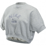 Nike Sportswear Kolekcija Patogus raidžių apvalios i&scaron;kirptės trumparankovis trumpas vir&scaron;us moteri&scaron;ki vir&scaron;utiniai drabužiai Melange pilkas Vilko pilkas HJ0225-050 XL