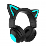 GHDVOP &bdquo;Bluetooth&ldquo; katės ausų žaidimų ausinės su LED, idealiai tinka nuotoliniam mokymuisi internetu ir naujoms dovanoms, 5.0 ausinės, 7.1 colio &scaron;viesos, sulankstomos, integruotos juoda