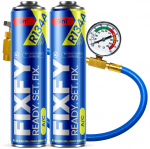 Fixfy 5 viename oro kondicionieriaus papildymo rinkinys 2x didelė talpa 500 ml + žarna su manometru R134A