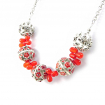 Les Tr&eacute;sors De Lily [H9872] - Collier Cr&eacute;ateur 'Sina&iuml;' rouge argent&eacute;