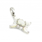 Les Tr&eacute;sors De Lily [I2615] - Pendentif Argent artisanal 'D&eacute;esse Opale' blanc argent&eacute; (rhodi&eacute;) - 24x16 mm