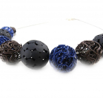 NOA [J4226] - Collier Cr&eacute;ateur 'Flora' marron bleu ruda