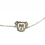 7bis [P5865] - Bracelet artisanal 'Origami' (bouledogue) argent&eacute; - 15x10 mm sidabras