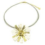 Les Tr&eacute;sors De Lily [P8430] - Collier Cr&eacute;ateur 'Acapulco' beige dor&eacute; - 8 cm smėlis
