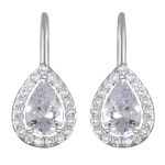 Les Tr&eacute;sors De Lily [Q2988] - Dormeuses Argent 'Sissi' blanc argent&eacute; (rhodi&eacute;) - 10x8 mm