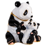 Les Tr&eacute;sors De Lily [Q3858] - Coffret &agrave; Bijoux 'Famille Panda' blanc noir - 70x60 mm