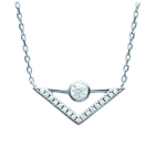 Les Tr&eacute;sors De Lily [Q4700] - Collier Argent 'Sissi' blanc argent&eacute; triangle (rhodi&eacute;) - 20x10 mm