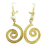 Les Tr&eacute;sors De Lily [Q5625] - Dormeuses artisanales 'Cl&eacute;opatra' blanc dor&eacute; - 40x22 mm