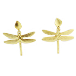 Les Tr&eacute;sors De Lily [Q5653] - Dormeuses artisanales 'Cl&eacute;opatra' dor&eacute;  - 55x50 mm (libellules)