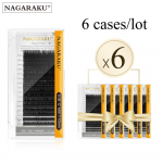 Mix blakstienų priauginimas NAGARAKU 6 dėklai Lot Mix 7-15 mm individualios blakstienos, 16 linijų, ypač mink&scaron;tos, natūralios 0.10C x 6 cases juoda