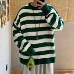 Nauji rudens žiemos laisvalaikio palaidi megztiniai megztiniai dryžuoti megztiniai &scaron;ilti megztiniai XL žalia/balta