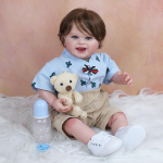 55 CM Reborn Doll Boy žaislas mergaitei, 3D odai su kraujagyslėmis, mink&scaron;tas silikoninis naujagimių kūdikis, besi&scaron;ypsantis menas mažyliui