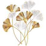 Les Tr&eacute;sors De Lily [A3227] - D&eacute;coration m&eacute;tal XXL 'Ginkgo Biloba' dor&eacute; blanc - 81x75x6 cm
