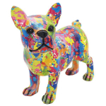 Les Tr&eacute;sors De Lily [A3847] - Figurine r&eacute;sine 'Bulldog Fran&ccedil;ais' splash multicolore - 23x20x12 cm