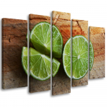 Penkių dalių paveikslų spausdinimas ant drobės Lime Fruit