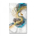 &Scaron;iaurės &scaron;alių geometrinis sienų menas, drobė, tapyba Abstrakti aukso elnio pauk&scaron;čių plakatai ir spaudiniai Sienų nuotraukos, skirtos svetainės namų dekoravimui 20x40cm No Frame