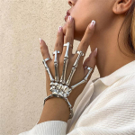 Gotikinė kaukolės pir&scaron;tų apyrankė Unisex metalo skeleto rankų kaulo apyrankė su reguliuojamu žiedu moterims Helovino vakarėlio papuo&scaron;alai 1 PCS