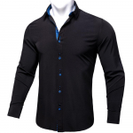 Vyri&scaron;ki mar&scaron;kiniai Vientisa rožinė suknelė Mar&scaron;kiniai ilgomis rankovėmis Slim Fit Business Camisa Masculina Kasdieniai vyri&scaron;ki havajieti&scaron;ki mar&scaron;kiniai S juoda
