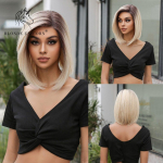 Blonde Unicorn Lace Front Ombre Platinum Blonde Tiesus sintetinis perukas juodai baltai Moterims Kasdieniai Vakarėlis Cosplay naudoti Kar&scaron;čiui atsparus