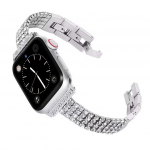 Prabangus deimantinis dirželis Apple Watch Series 8 7 6 SE 5 4 42mm 38mm apyrankei, plieninė kilpa iWatch 40mm 44mm 41mm 45mm 49mm 38/40/41mm juoda