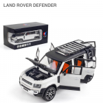 1/24 Scale Land Rover Defender visureigis Metalo lydinio žaislai Automobilių modelis su garsu ir &scaron;viesa berniukams Vaikai Vaikai Dovanos Transporto priemonės Pomėgių kolekcija 1/24- 21x9x8.5cm balta