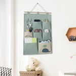 Storage Bag Hanging on The Door Closet Organizer Sundries Toys Multi Pockets rožinė