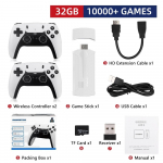 Žaidimų konsolėje yra įmontuota daugiau nei 20 000 klasikinių žaidimų, 4K HDMI TV i&scaron;vestis su dviem 2.4G belaidžiais valdikliais, 32G/64G/128GB nostalgi&scaron;ka žaidimų lazda. 32GB